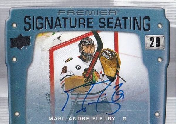 AUTO karta MARC-ANDRE FLEURY 21-22 UD Premier Signature Seating číslo PSS-MF